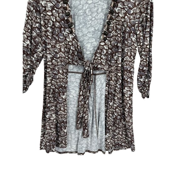 Cabi Cobblestone Front Tie top Size Medium Flowy Boho Cardigan Fall V-neck - Picture 5 of 8